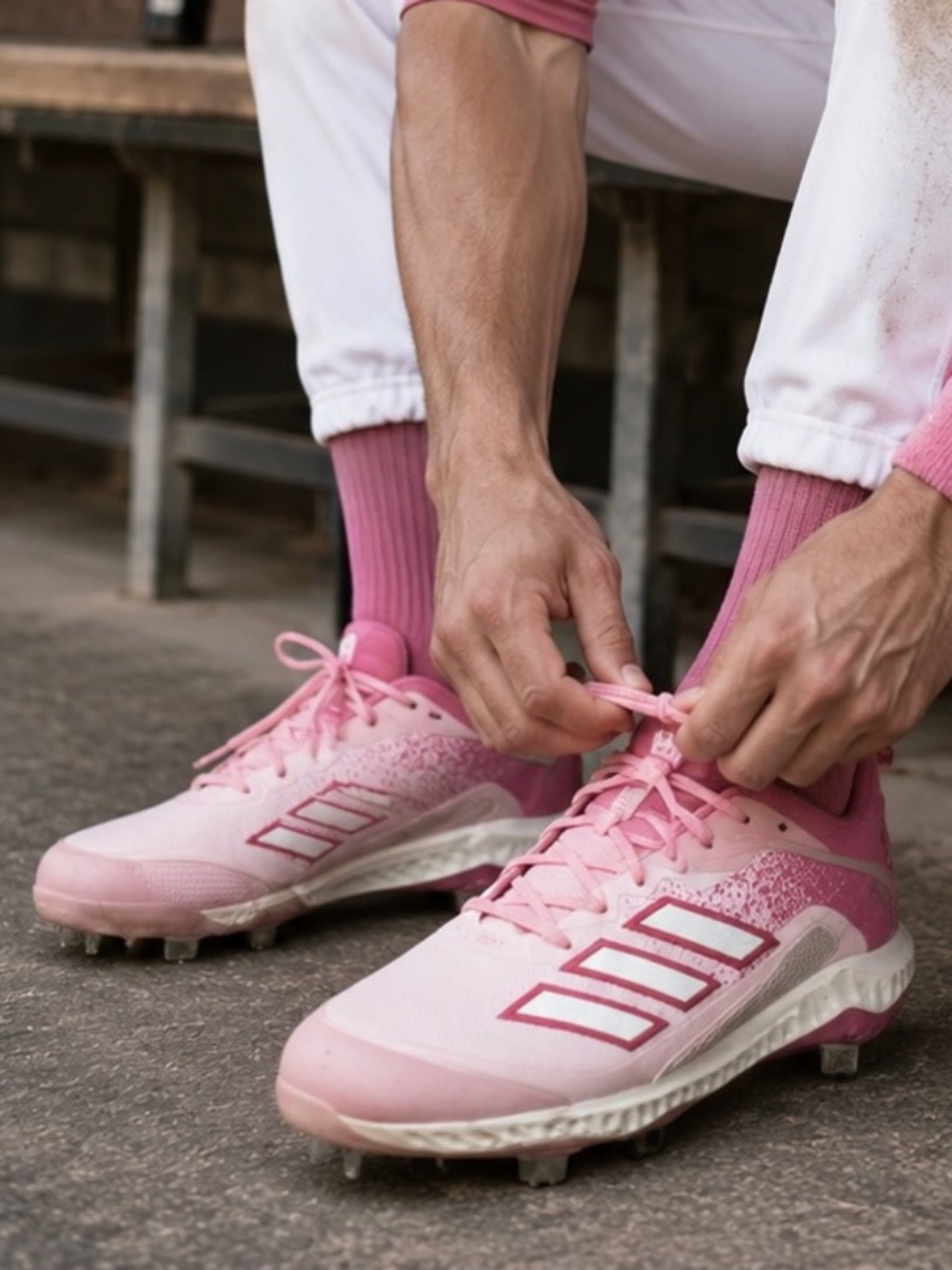Adidas Icon 6 Bounce Mother's Day Baseball Cleats Pink Men’s Sz 14 Rare